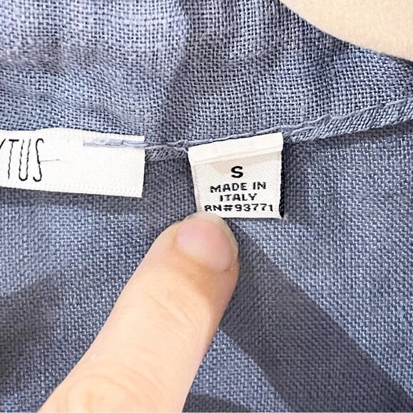 Kaktus Linen Lightweight Tunic Top Woman’s size S Long sleeves pockets blue - Picture 5 of 9